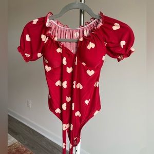 Red Hearts Bodysuit Size XS